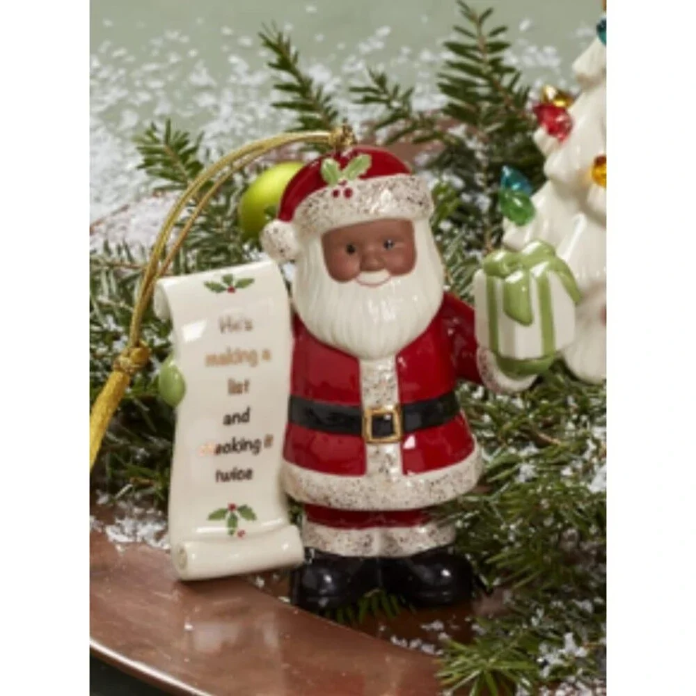 New no box Lenox African American Santa with List Ornament